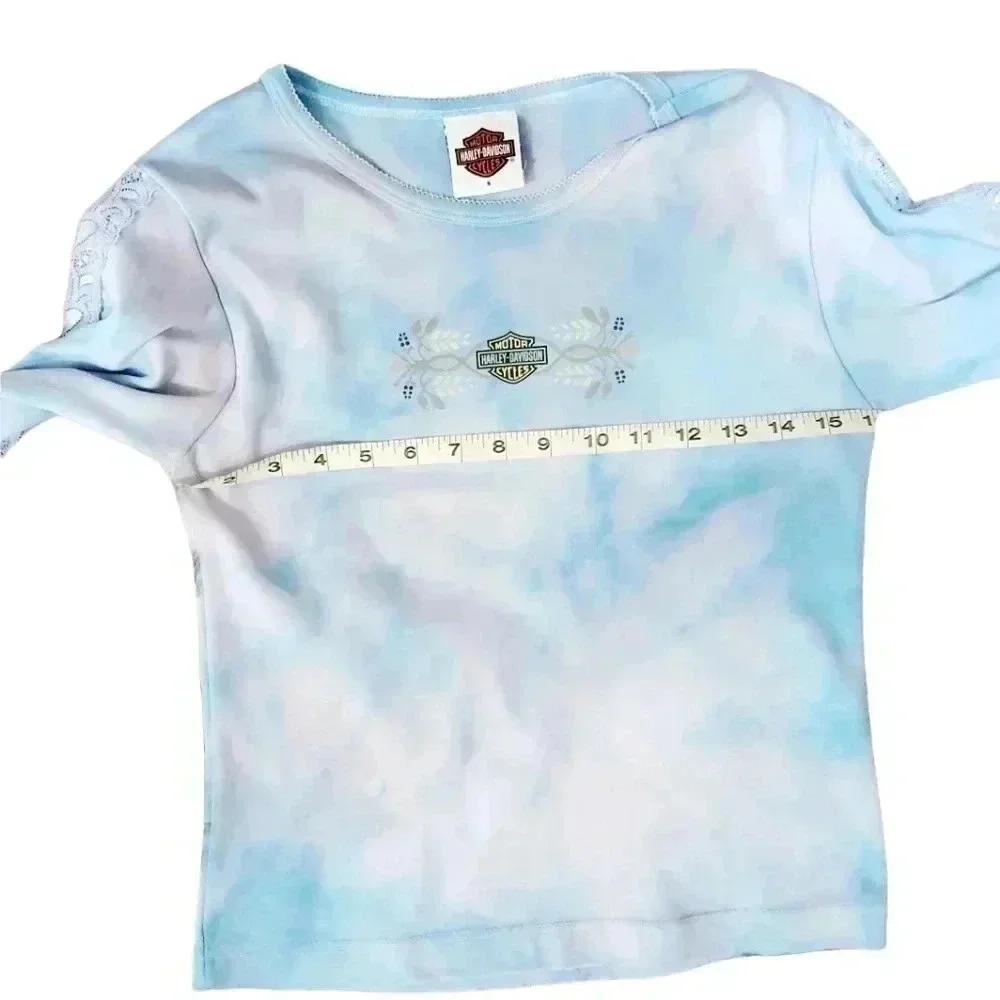 HARLEY Davidson long sleeve lace panel tie dye tee. Size small